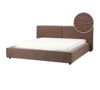 Beliani Bed Boucle Linards 180 X 200 Cm (Eu Super King) Brown