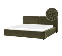 Beliani Bed Boucle Linards 180 X 200 Cm (Eu Super King) Dark Green