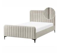 Beliani Bed Boucle LUNAN 120 x 200 cm (EU Small Double) Beige