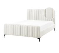 Beliani Bed Boucle Lunan 140 X 200 Cm (Eu Double) Off-White