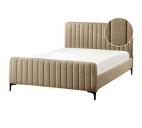 Beliani Bed Boucle Lunan 140 X 200 Cm (Eu Double) Taupe