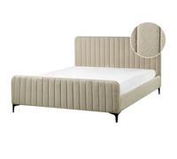Bed Boucle LUNAN 160 x 200 cm (EU King Size) Beige
