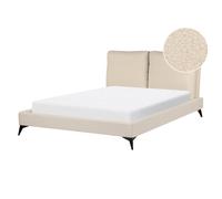 Bed Boucle MELLE 140 x 200 cm (EU Double) Beige