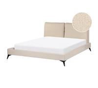 Bed Boucle MELLE 160 x 200 cm (EU King Size) Beige