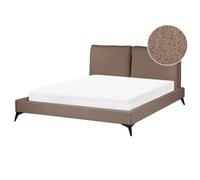 Beliani Bed Boucle Melle 160 X 200 Cm Eu King Size Brown, Brown