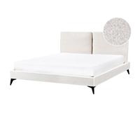 Beliani Bed Boucle Melle 160 X 200 Cm Eu King Size Off-white, White
