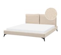 Beliani Bed Boucle Melle 180 X 200 Cm (Eu Super King) Beige