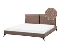 Beliani Bed Boucle Melle 180 X 200 Cm Eu Super King Brown, Brown
