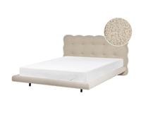 Beliani Bed Boucle Soulisse 140 X 200 Cm (Eu Double) Beige