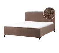 Beliani Bed Boucle Valognes 160 X 200 Cm (Eu King Size) Brown