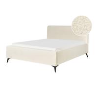 Beliani Bed Boucle Valognes 160 X 200 Cm Eu King Size Light Beige