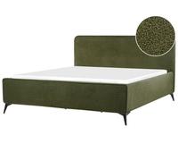 Beliani Bed Boucle Valognes 180 X 200 Cm (Eu Super King) Dark Green