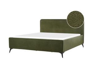 Beliani Bed Boucle Valognes 180 X 200 Cm (Eu Super King) Dark Green