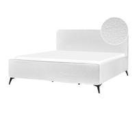 Beliani Bed Boucle Valognes 180 X 200 Cm (Eu Super King) Off-White