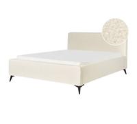 Beliani Bed Boucle Valognes 180 X 200 Cm (Eu Super King) Off-White