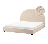 Beliani Bed Boucle Vaucluse 140 X 200 Cm Eu Double Beige