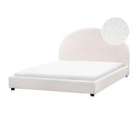 Beliani Bed Boucle Vaucluse 160 X 200 Cm Eu King Size Off-white, White