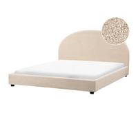 Beliani Bed Boucle Vaucluse 180 X 200 Cm (Eu Super King) Beige