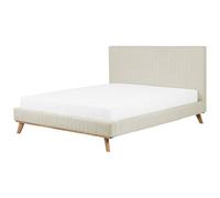 Beliani Bed Chenille Talence 180 X 200 Cm Eu Super King Light Beige