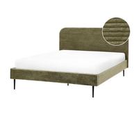 Beliani Bed Corduroy Flayat 160 X 200 Cm (Eu King Size) Green