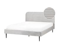 Beliani Bed Corduroy Flayat 160 X 200 Cm (Eu King Size) Light Grey