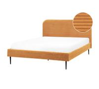 Beliani Bed Corduroy Flayat 160 X 200 Cm (Eu King Size) Orange