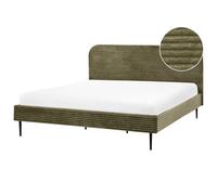 Beliani Bed Corduroy Flayat 180 X 200 Cm (Eu Super King) Green
