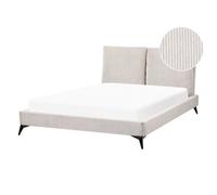 Bed Corduroy MELLE 140 x 200 cm (EU Double) Light Beige