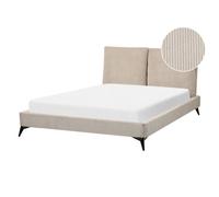 Beliani Bed Corduroy Melle 140 X 200 Cm (Eu Double) Taupe