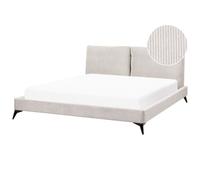 Beliani Bed Corduroy Melle 180 X 200 Cm (Eu Super King) Light Beige