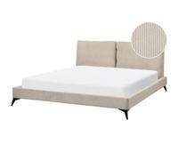 Beliani Bed Corduroy Melle 180 X 200 Cm (Eu Super King) Taupe