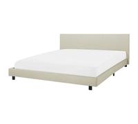 Beliani Bed Fabric Albi 180 X 200 Cm Eu Super King Beige