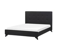 Beliani Bed Fabric Ambassador 140 X 200 Cm Eu Double Black, Black
