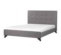 Beliani Bed Fabric Ambassador 140 X 200 Cm (Eu Double) Grey