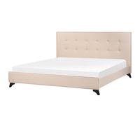 Beliani Bed Fabric Ambassador 180 X 200 Cm (Eu Super King) Beige