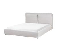 Beliani Bed Fabric Bajonna 160 X 200 Cm (Eu King Size) Light Grey