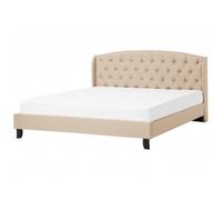 Beliani Bed Fabric Bordeaux 180 X 200 Cm (Eu Super King) Beige