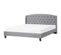 Beliani Bed Fabric Bordeaux 180 X 200 Cm (Eu Super King) Light Grey