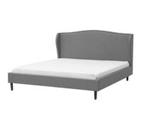 Beliani Bed Fabric Colmar 180 X 200 Cm (Eu Super King) Grey