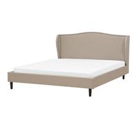 Beliani Bed Fabric Colmar 180 X 200 Cm (Eu Super King) Sand Beige
