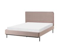 Beliani Bed Fabric Corio 140 X 200 Cm (Eu Double) Taupe