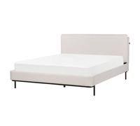 Beliani Bed Fabric Corio 160 X 200 Cm (Eu King Size) Light Beige