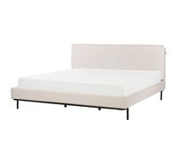Beliani Bed Fabric Corio 180 X 200 Cm (Eu Super King) Light Beige