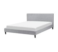 Beliani Bed Fabric Fitou 160 X 200 Cm Eu King Size Light Grey, Grey