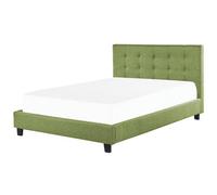 Beliani Bed Fabric La Rochelle 180 X 200 Cm (Eu Super King) Green