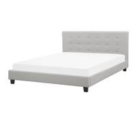 Beliani Bed Fabric La Rochelle 180 X 200 Cm (Eu Super King) Light Grey