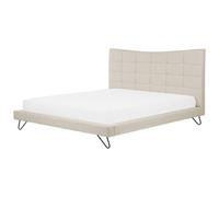 Beliani Bed Fabric Lannion 180 X 200 Cm (Eu Super King) Light Beige