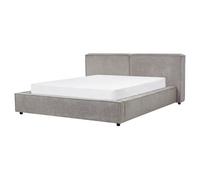 Beliani Bed Fabric Linards 160 X 200 Cm (Eu King Size) Grey