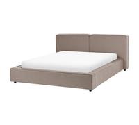 Beliani Bed Fabric Linards 160 X 200 Cm (Eu King Size) Light Brown