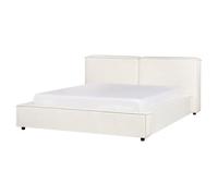 Beliani Bed Fabric Linards 160 X 200 Cm (Eu King Size) Off-White
